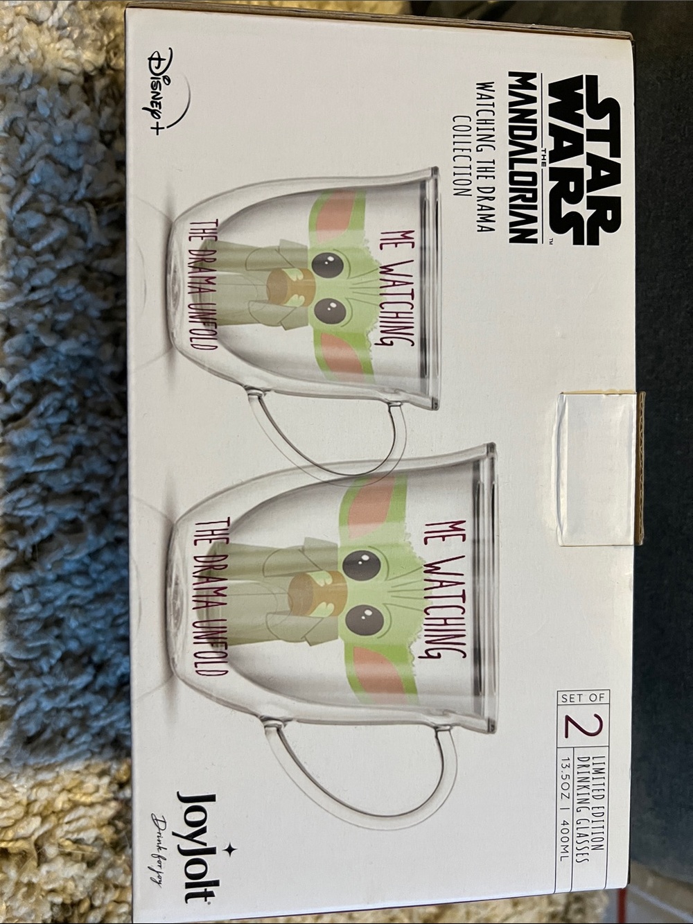 JOYJOLT Star Wars The Mandalorian Grogu Glass Mug Set